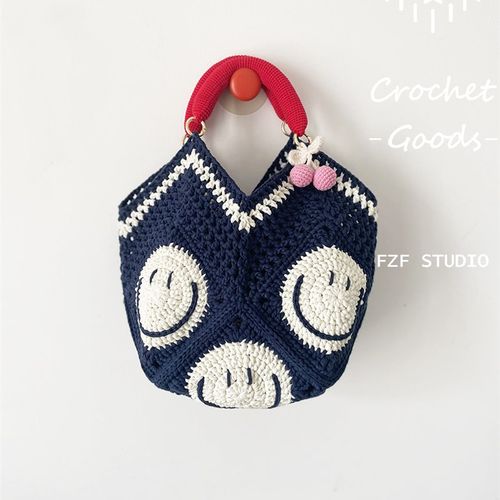 FZF手作钩织笑脸镂空菜篮子包包编织材料包礼物DIY手工线材