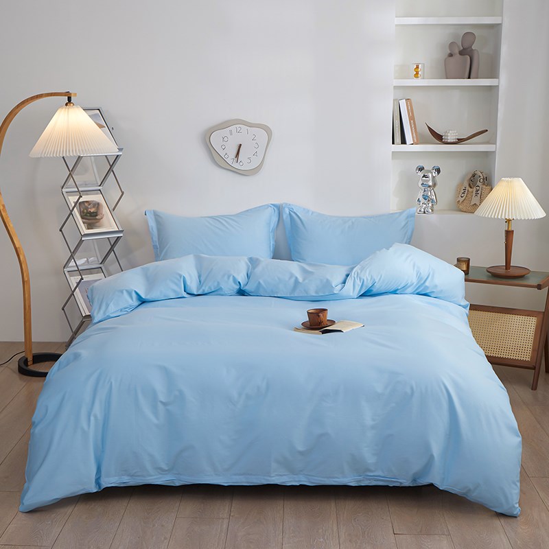 100%纯棉璀璨黄色四件套纯色床单全棉被套三件套酒店民宿床上用品