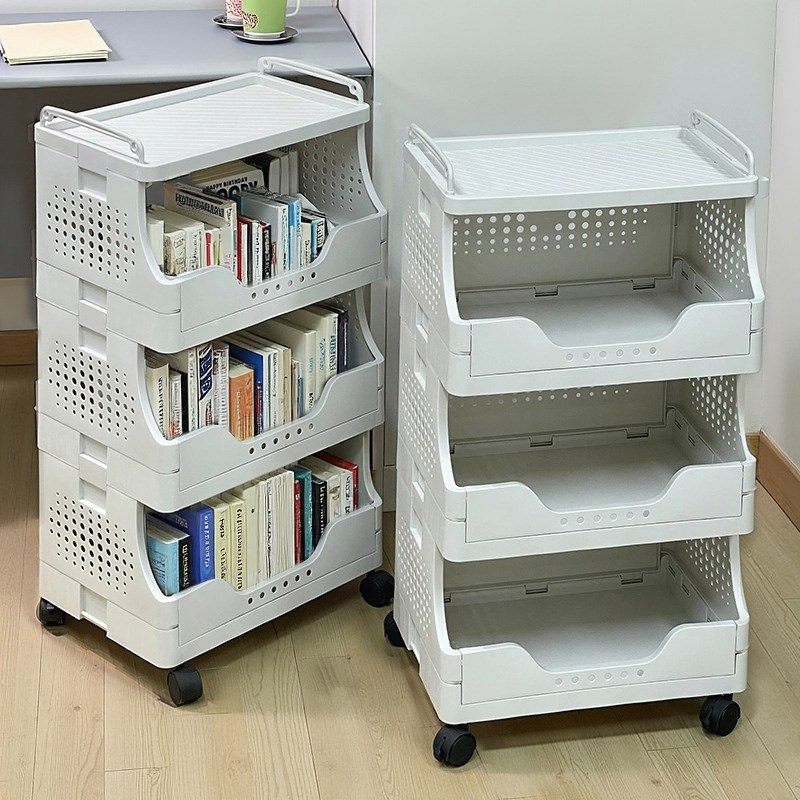书架落地置物架小推车办公桌下文件收纳架多层床头整理架可移动款