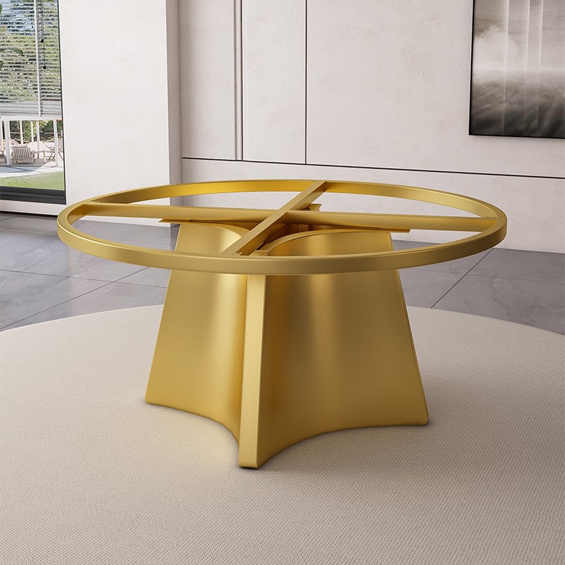 圆形餐桌底座大理石岩板金属脚圆台桌脚支架不锈钢奢石桌腿支撑架