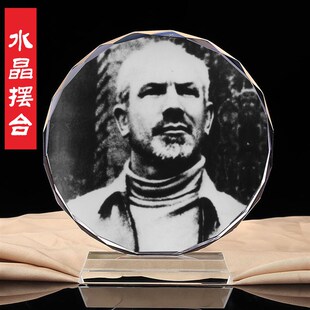 亨利诺尔曼白求恩画像z水晶摆台纪念品桌面摆设品
