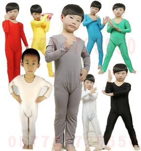 儿童广播体操服装幼儿练功服健美服长袖长裤体操连体服Y白色打底