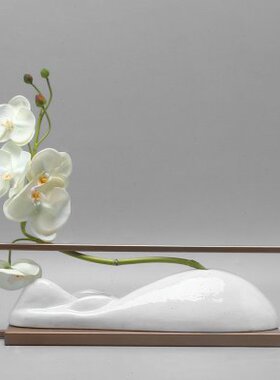 新中式现代铁艺陶瓷花插花器摆件样板间创意室内软装饰品酒柜摆设