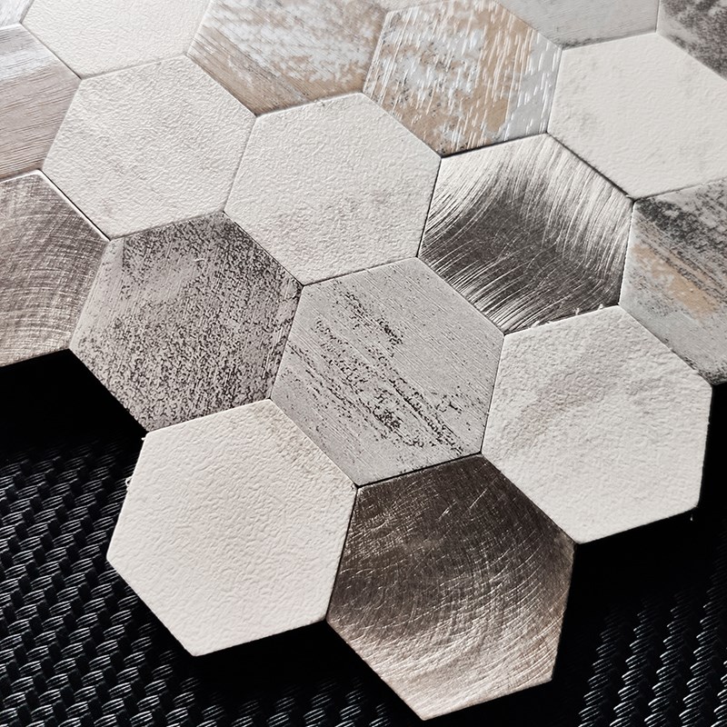 六角复古马赛克瓷砖墙贴背景墙自粘自J贴砖艺术墙砖背景花砖墙纸