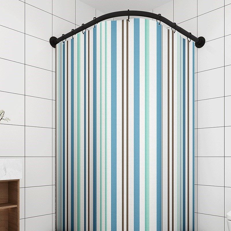 弧形浴帘杆套装浴室o浴帘套装免打孔卫生间洗澡隔断帘挂帘子防水