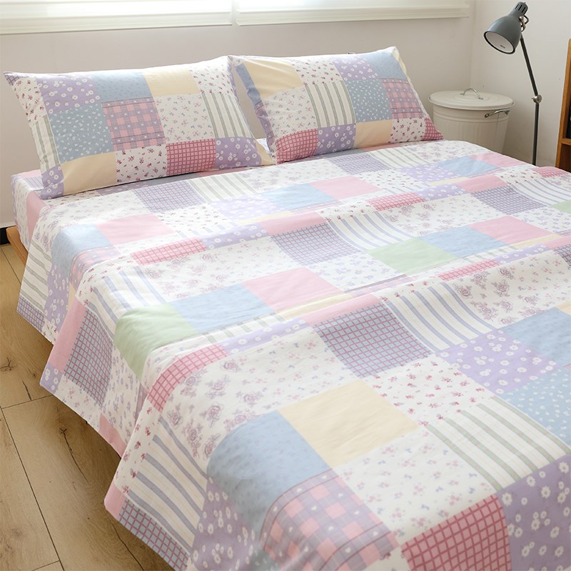 碎花格子四季四件套全棉纯棉100%加厚被套床单学生宿舍三件套简约