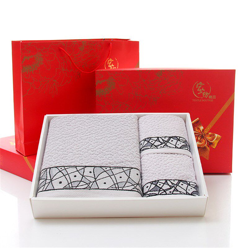 纯棉毛巾浴巾三件套礼盒套装商务礼品F婚庆回礼绣字定制logo包邮