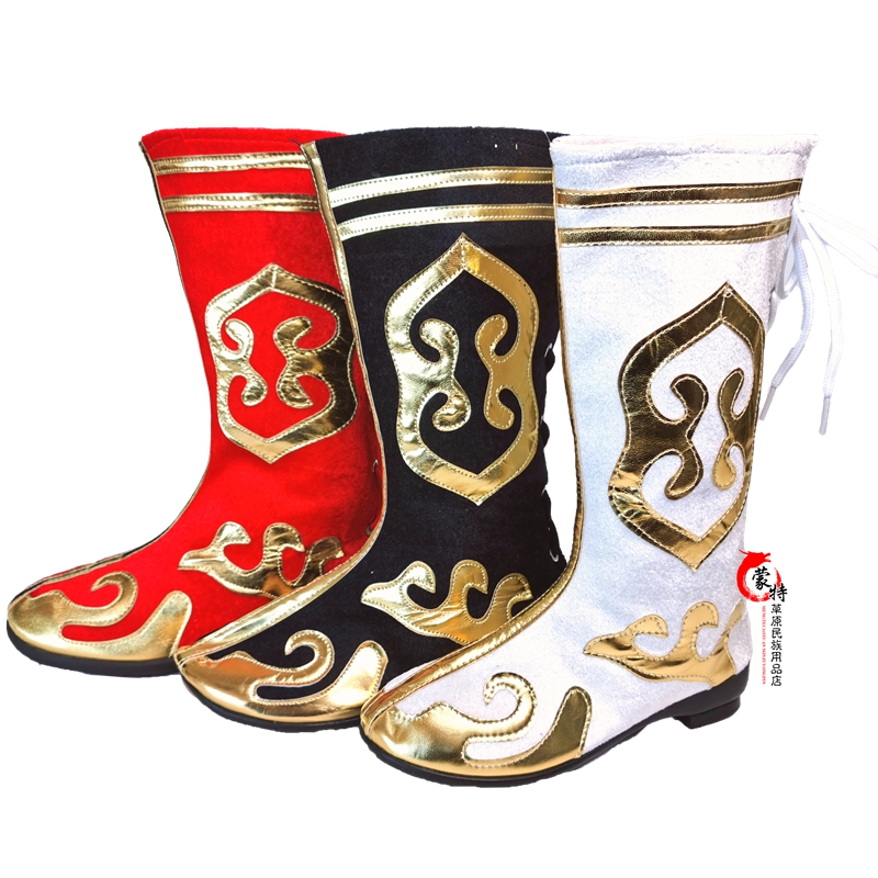 蒙古靴子 蒙古族特色舞蹈靴骑马靴演出靴子民族特色儿童成人包邮