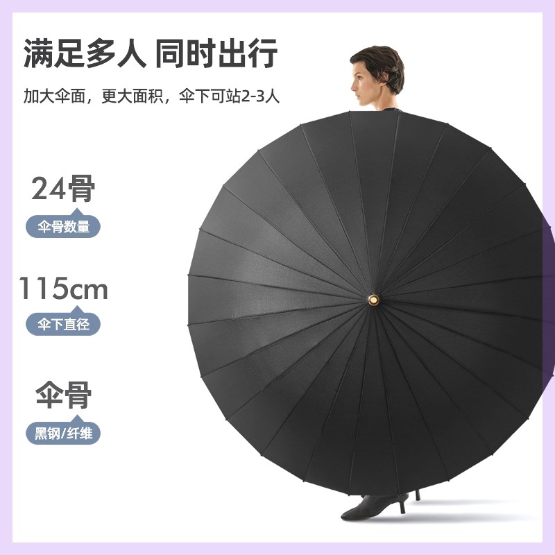 雨伞24骨自动长柄大号抗风加大固厚暴雨男士成人纤维商务直杆伞