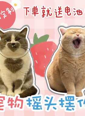 亚克力电动摇头立牌摆件定制宠物猫E咪狗狗表情摇一摇摇乐来图定