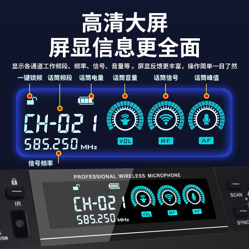 真分集无线U段话筒一拖二四防啸叫专业舞台婚庆演出家用KTV麦克风