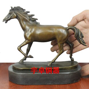 工艺品 摆件动物摆T件大理石底座马 纯铜马 宇卓铜器