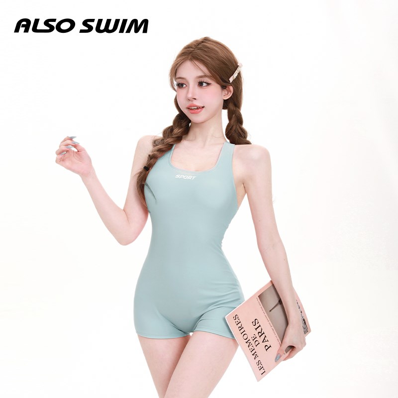 竞速泳衣女款连体保守平角裤2025新款游泳馆训练游泳衣