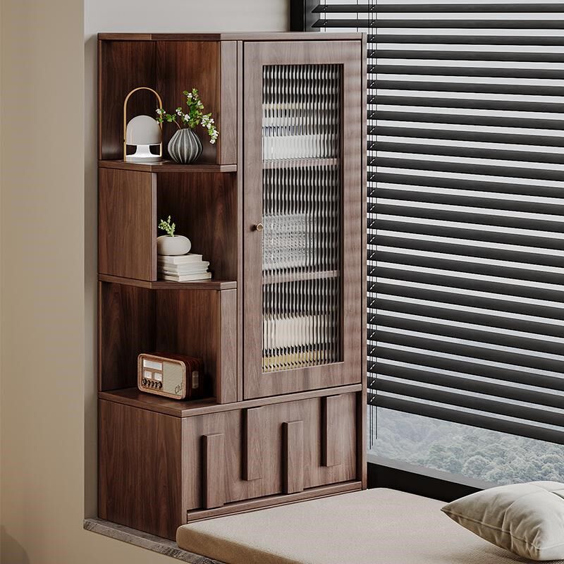 中古风实木飘阳台书柜储r物柜窗台置物柜置物架卧室收纳柜拐角柜