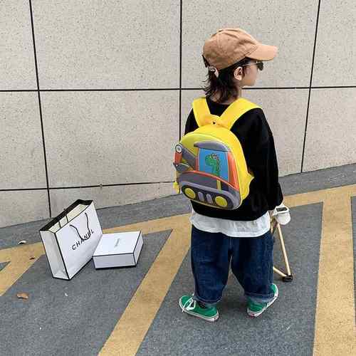 幼儿园书包挖掘机工程车推土机背包男女儿童托班中班大班双肩书包