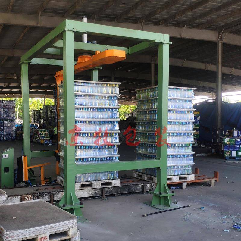 在线摇臂覆膜机在线悬臂式缠绕打包机湛江乐昌木托箱袋缠绕包装机