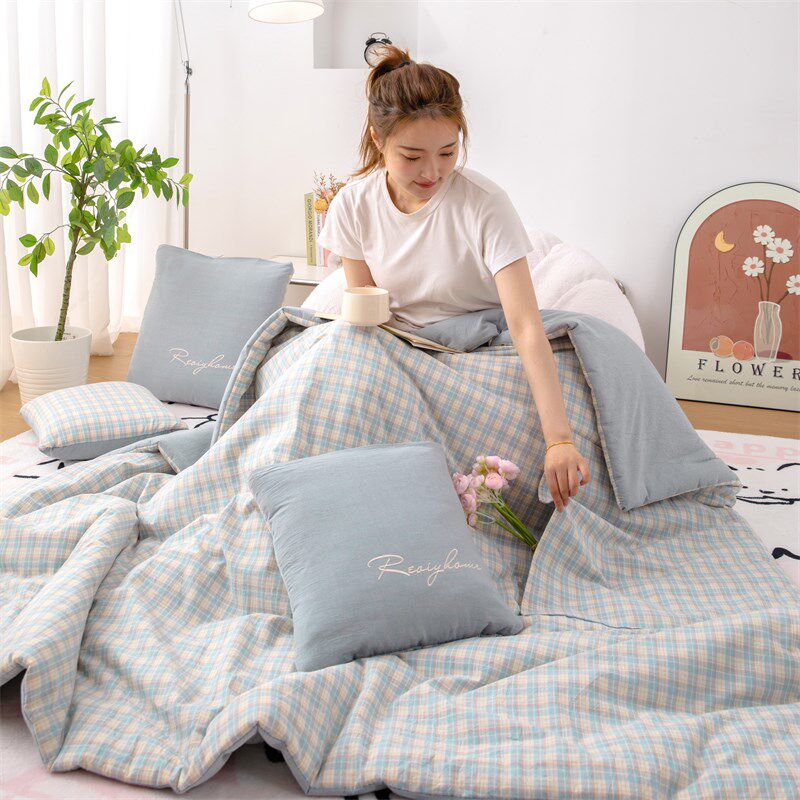 A类纯棉抱枕被子两用全棉水洗棉汽车靠枕折叠空调被多功能夏凉被