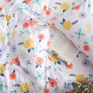 春天小清新白底小碎花被套单件150x200X230单人双人被罩全棉