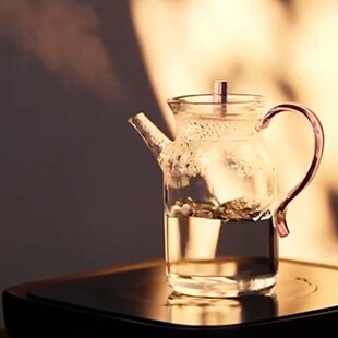 仿宋玻璃茶壶透明玻璃壶大号烧水手D执花茶壶耐热冷泡茶壶茶水分