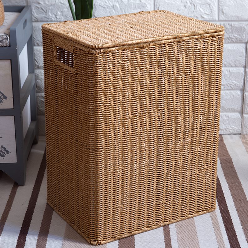 子方形大号织仿带盖收纳箱脏衣服收纳筐脏衣桶藤编洗衣篮储物家用