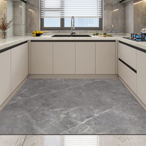 满铺大理石d厨房地垫皮革防滑防水防油免洗可擦可裁剪pvc耐脏蹭脚