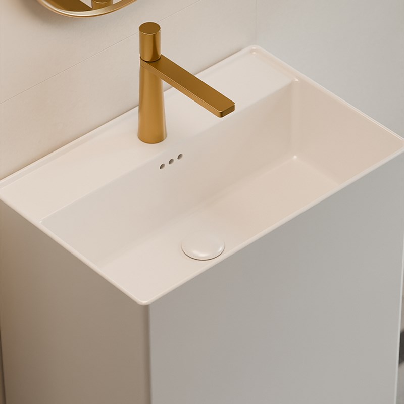 Montop陶瓷一体落地式大户型方形立柱盆阳台洗手盆卫生间洗脸盆