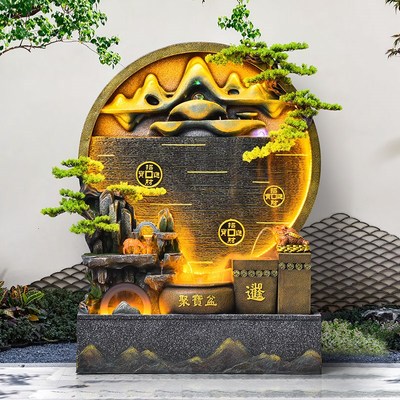 客厅水幕墙流水屏风落地摆件假山喷泉水景观装饰庭院别墅景观布置