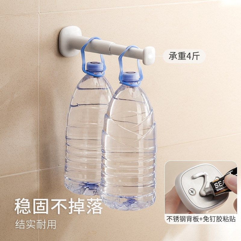 晾晒衣架收纳架免打孔家用阳台墙上可伸缩晾衣架整理挂钩壁挂式