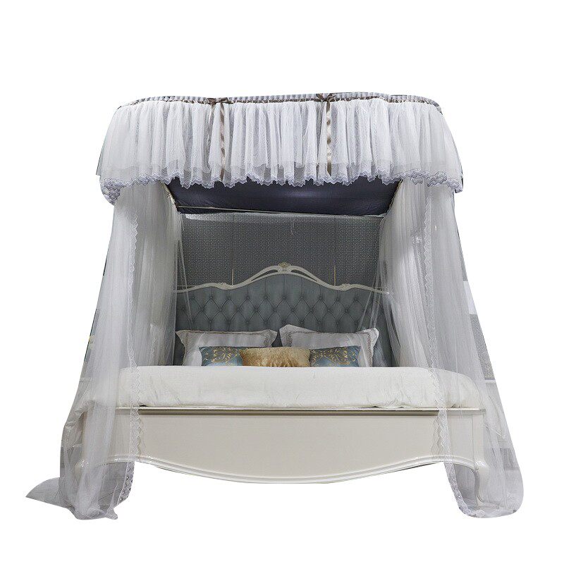 新款三开门U型轨道蚊帐防尘可升降铝合金导轨式支架家用加密加厚