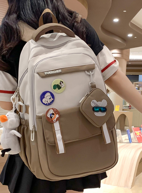 大容量书包女高中生简约设计感inDs风双肩包大学生电脑包旅游背包