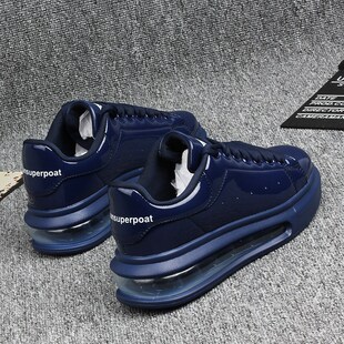 男情侣款 运动鞋 厚底松糕鞋 滑板鞋 男 气垫底男式 亮面漆皮小白鞋