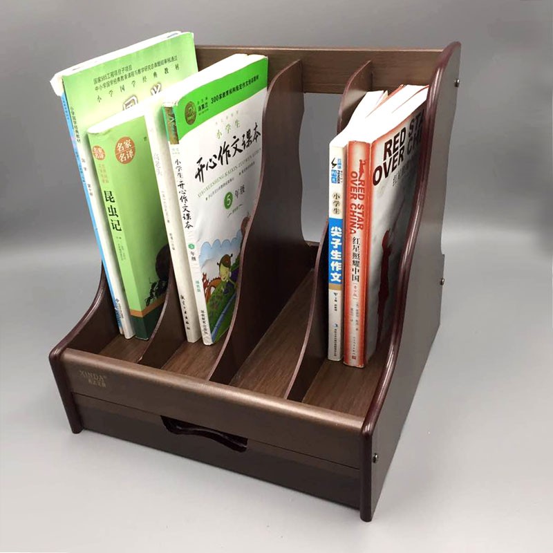 家伟木质文件框文件筐架办公用品桌面资料架六栏文件夹架子制座