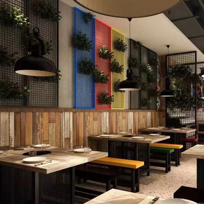 定做菱形网格网片铁丝网吊顶铁艺网格屏风隔断铁网格网工业风铁网