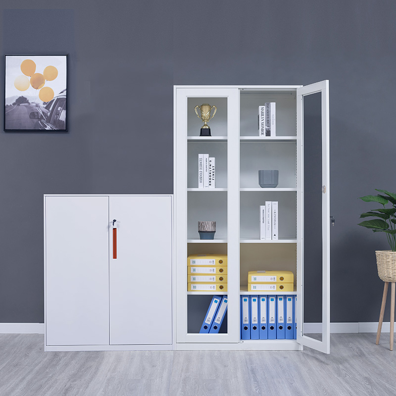 铁皮办公室文件柜钢制玻璃门矮柜资料档案柜财务凭证柜储物柜带锁