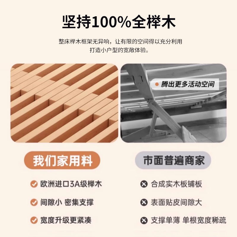 榉木实木沙发床折叠两用伸缩床小户型榻榻米地台床卧室简易抽拉床