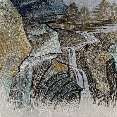 千里江山图客厅沙发背景墙刺绣装饰画苏州刺绣成品挂画新中式壁画