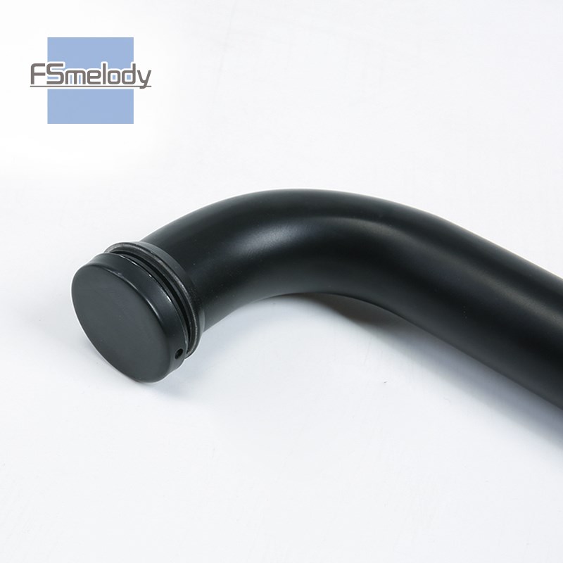 Me-H007 经典304不锈钢浴室玻璃门把手淋浴房圆管哑黑色L型大拉手