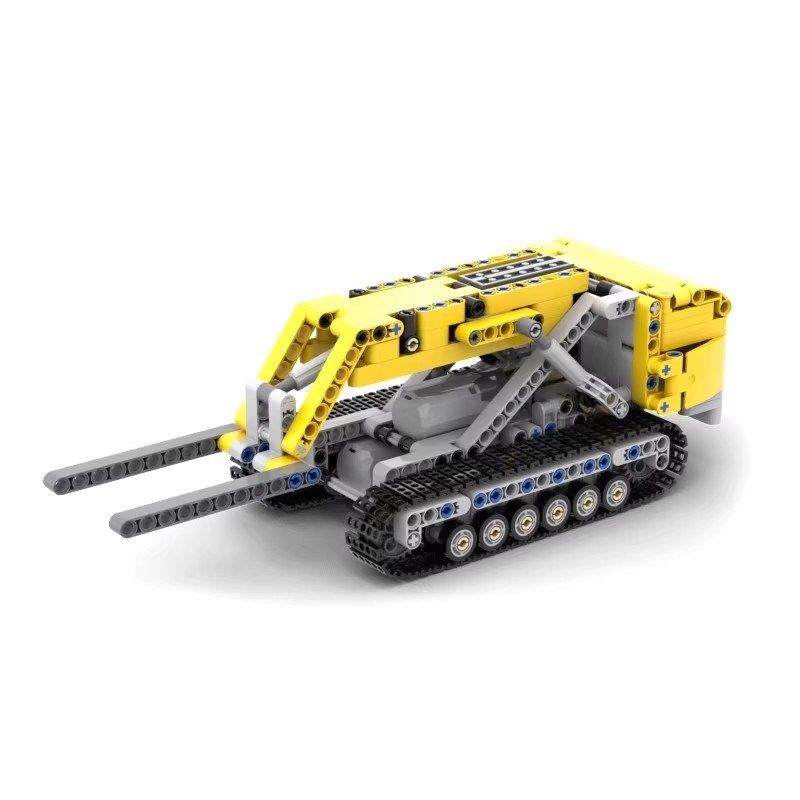 小小工程师国产积木电动齿轮工程机械组模型科技拼装循环轨道车
