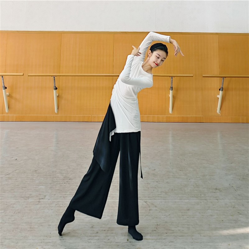 北舞现代舞舞蹈裤练功裤女设计感宽松垂感直筒阔腿裤古典舞裤瑜伽