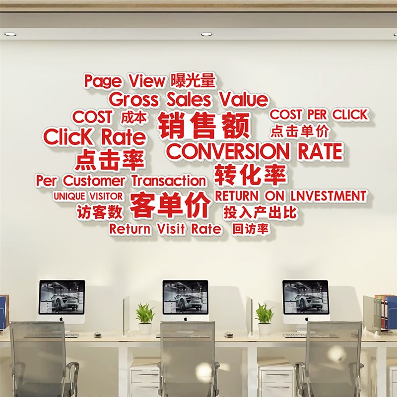 电商企业文化墙贴公司形象办公室励志标语背景氛围感装饰挂画贴纸