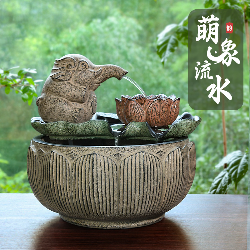 室内桌面流水摆件循环水办公室客厅家用小鱼池水系景观鱼缸喷泉