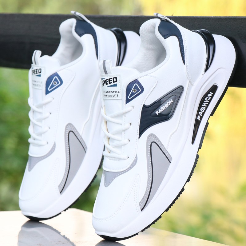 男士跑步鞋秋冬季新款皮面防水防滑运动鞋百搭轻便防滑休闲旅游鞋