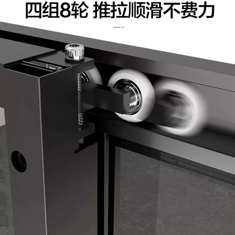 方形侧移门淋浴房小户型不锈钢浴屏内飞门干湿分离侧滑门玻璃隔断