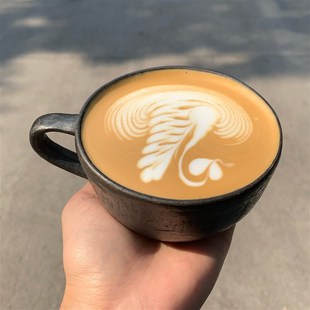 Paseo现货 藏区黑陶咖啡杯拿铁杯水杯手工茶器茶杯茶具质感拉花
