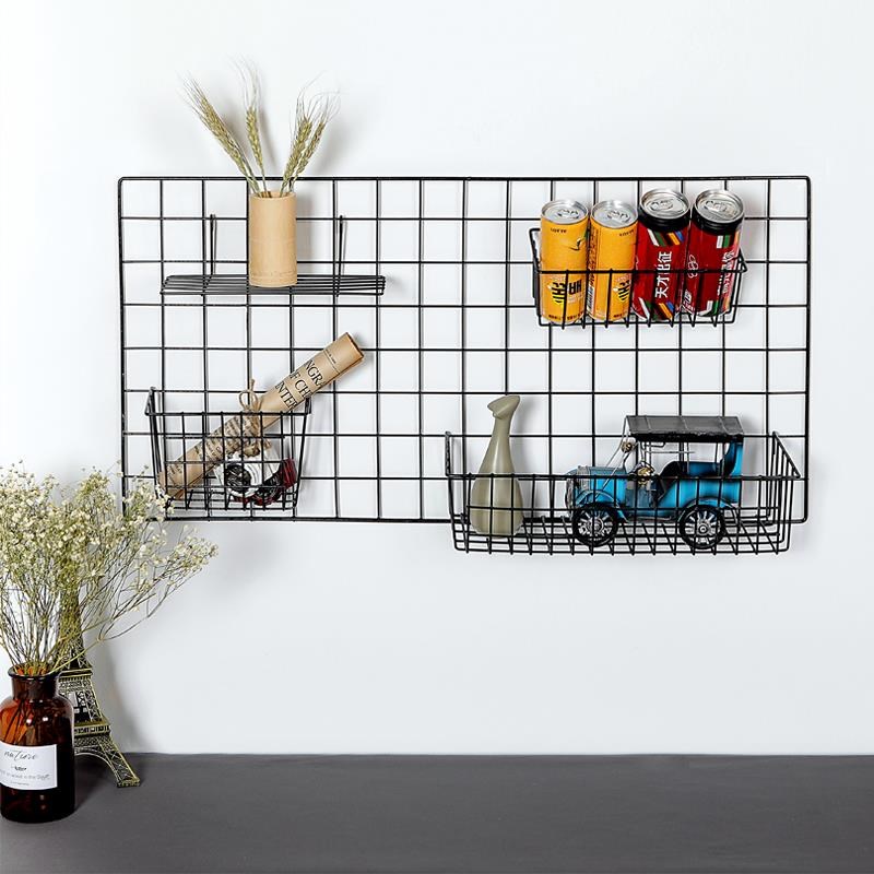 照片墙网格铁艺置物架娃娃墙收纳毛绒玩具挂架网红房间装饰品