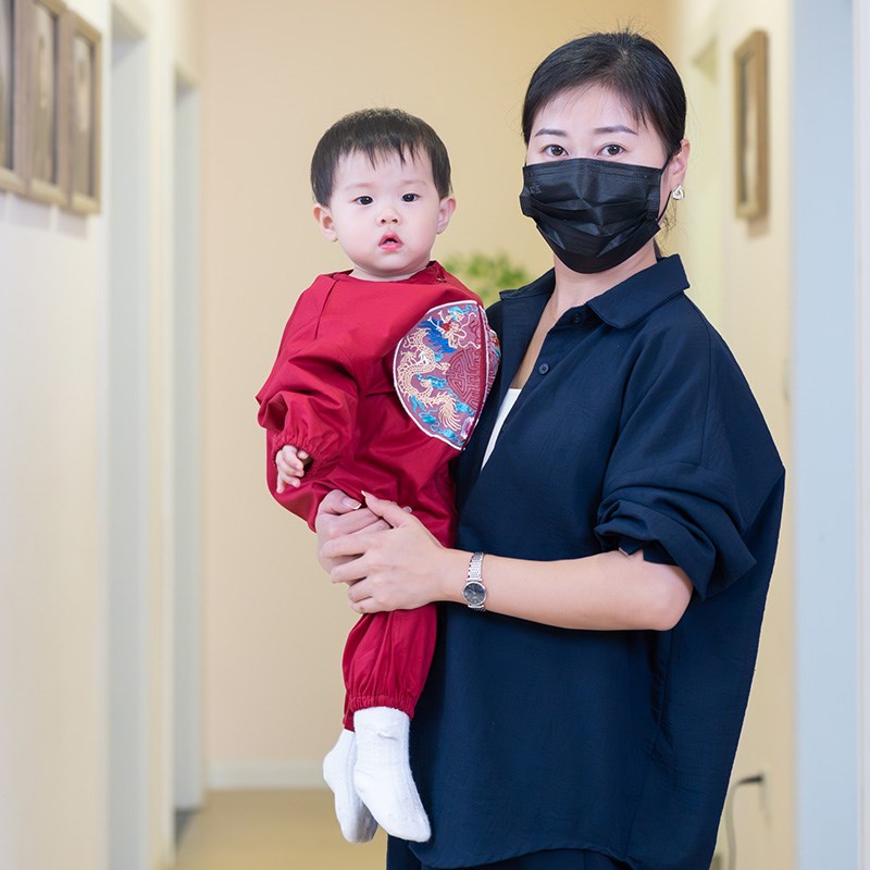 宝宝爬行服工作服式中式户外春秋冬全身防污红色宝宝爬行服