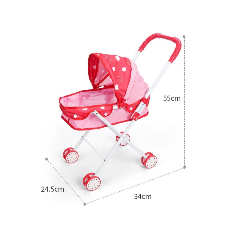 儿童公主长发卡通娃娃铁杆手推婴儿车餐具套装女孩益智过家家玩具