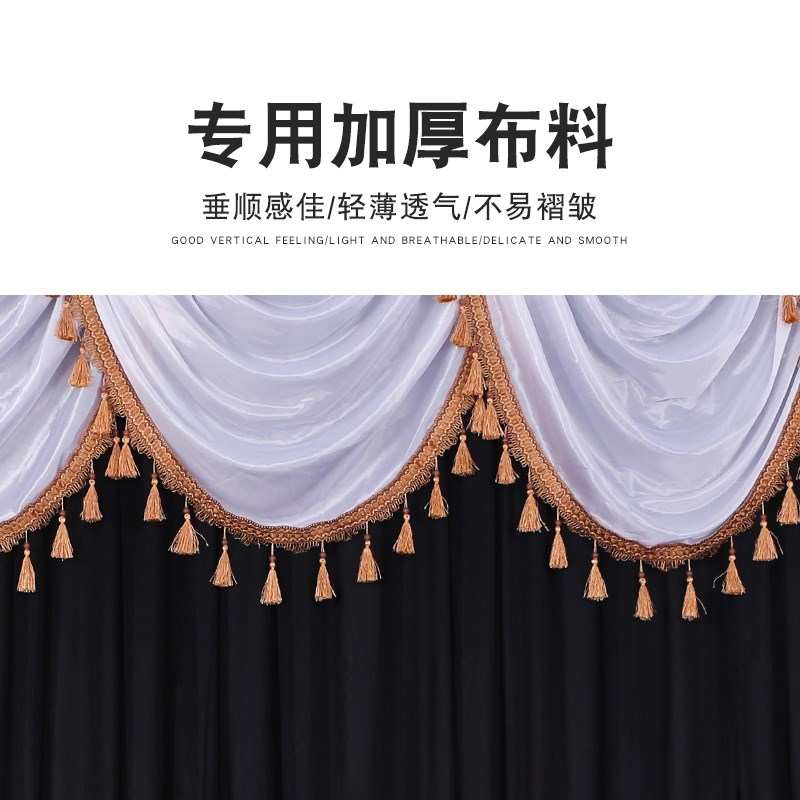 白事灵堂背景布殡仪馆葬礼灵棚布置装饰用品黑色白色布幔2020新款