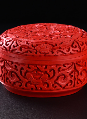 新品扬州漆器脱胎剔红雕漆朱砂首饰收纳摆件小礼品盒特色纪念礼物