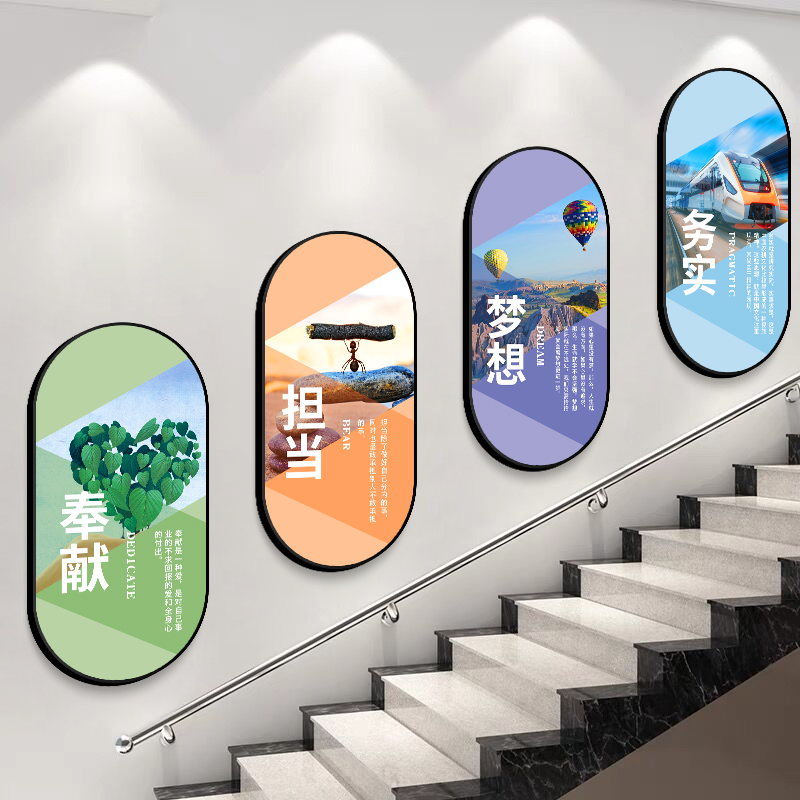 办公室墙面装饰挂画企业文化墙公司楼梯背景墙贴纸员工激励志标语